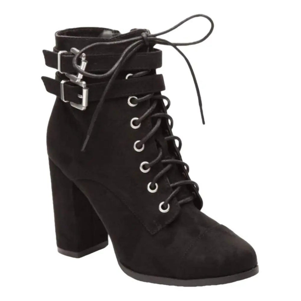 Madden Girl Klaim Black Lace-Up Ankle Boots